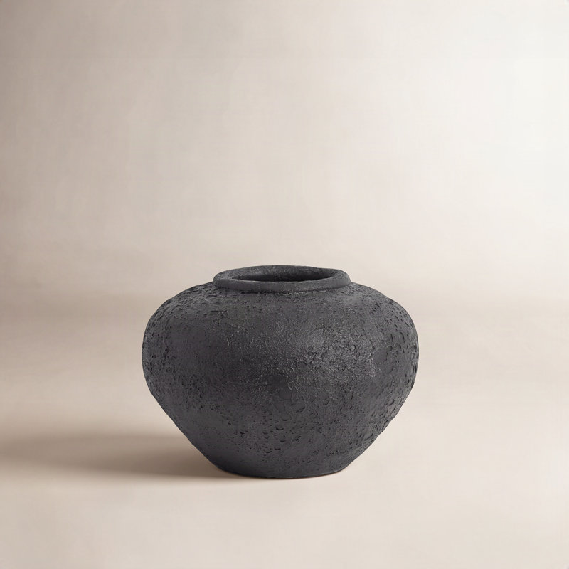 Vase Carino, Gris foncé, H 7 po x l 9,85 po x P 9,85 po