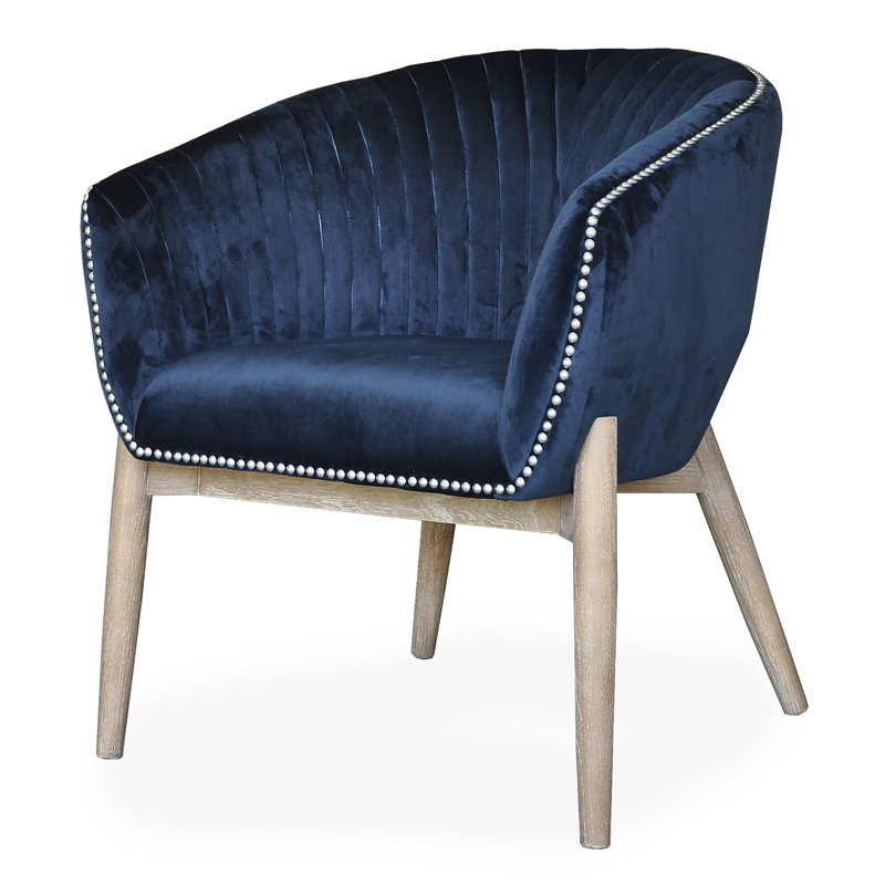 Fauteuil 28 po en velours bleu et brun
