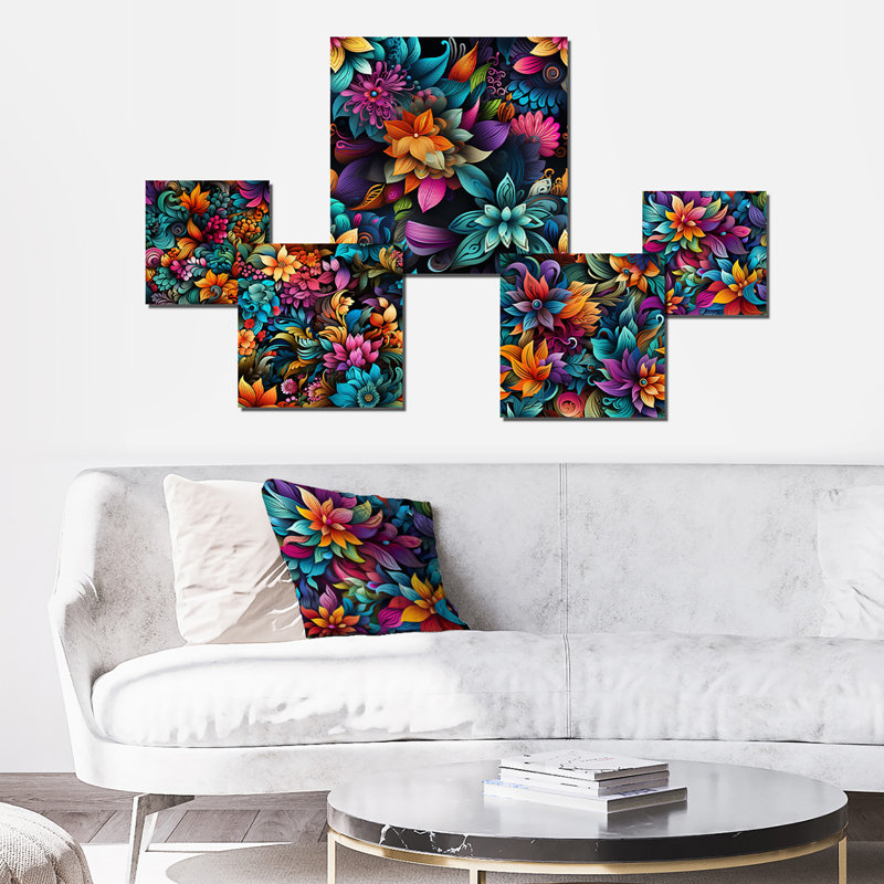 Muret - ensemble d'art mural floral de 5