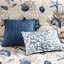 Courtepointe double / grand avec coussins décoratifs en microfibre bleue et imprimé corail, bleu, 2 taies décoratives