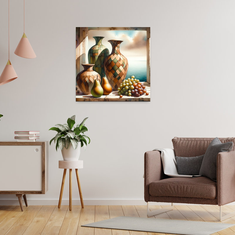 Art contemporain contemporain, paysage de fruits abstrait, H 24 po x l 24 po