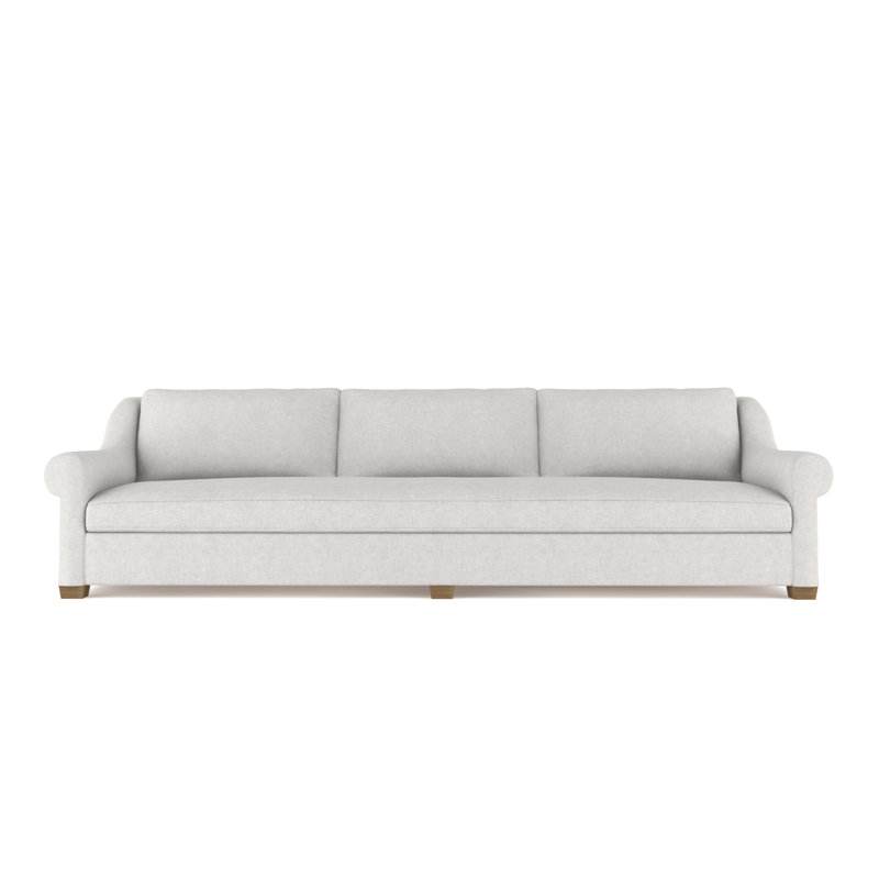 Canapé Thompson, Velours moelleux argenté, H 32 po x l 120 po x P 41 po, Patiné