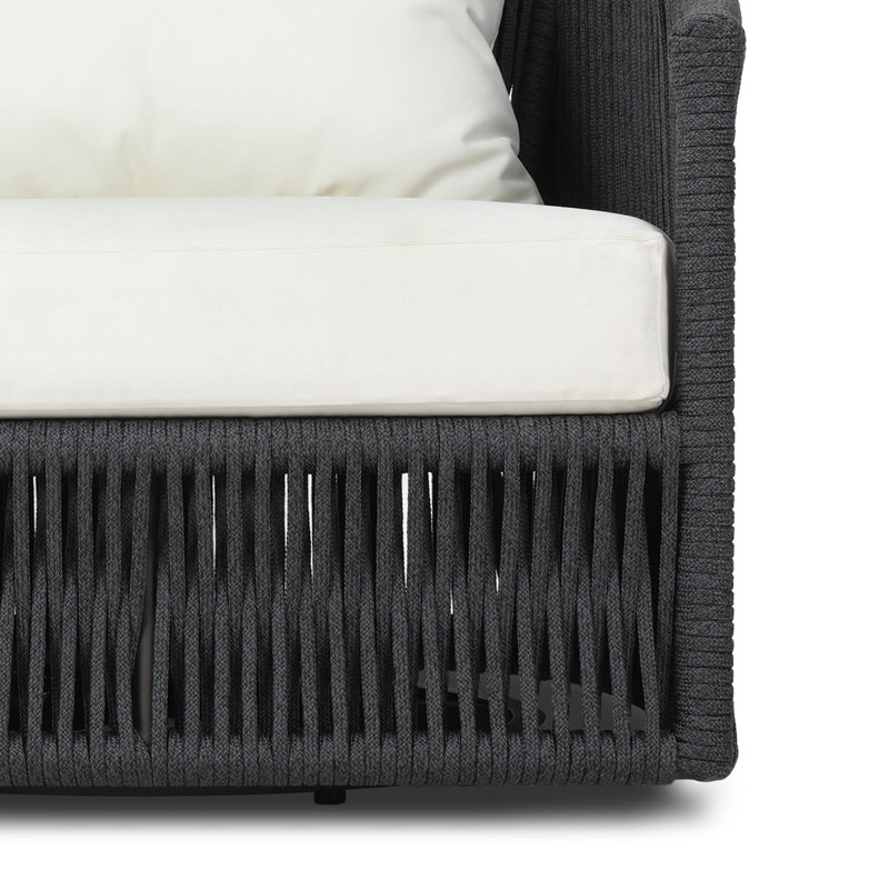 Porto Outdoor Swivel Lounge Chair, Arashi Salt, Thick Dark Gray Rope