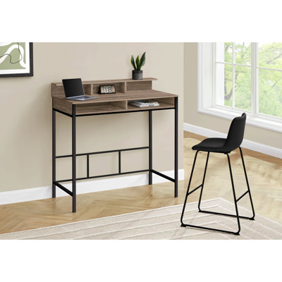 Bureau d'ordinateur, bureau personnel, debout, tablettes de rangement, L 48 po, travail, ordinateur portable, métal noir, contemporain, moderne