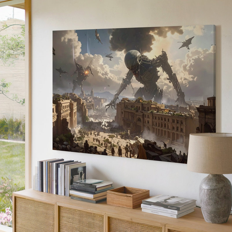 Art mural sur toile Futuristic Siège, H 16 po x l 20 po
