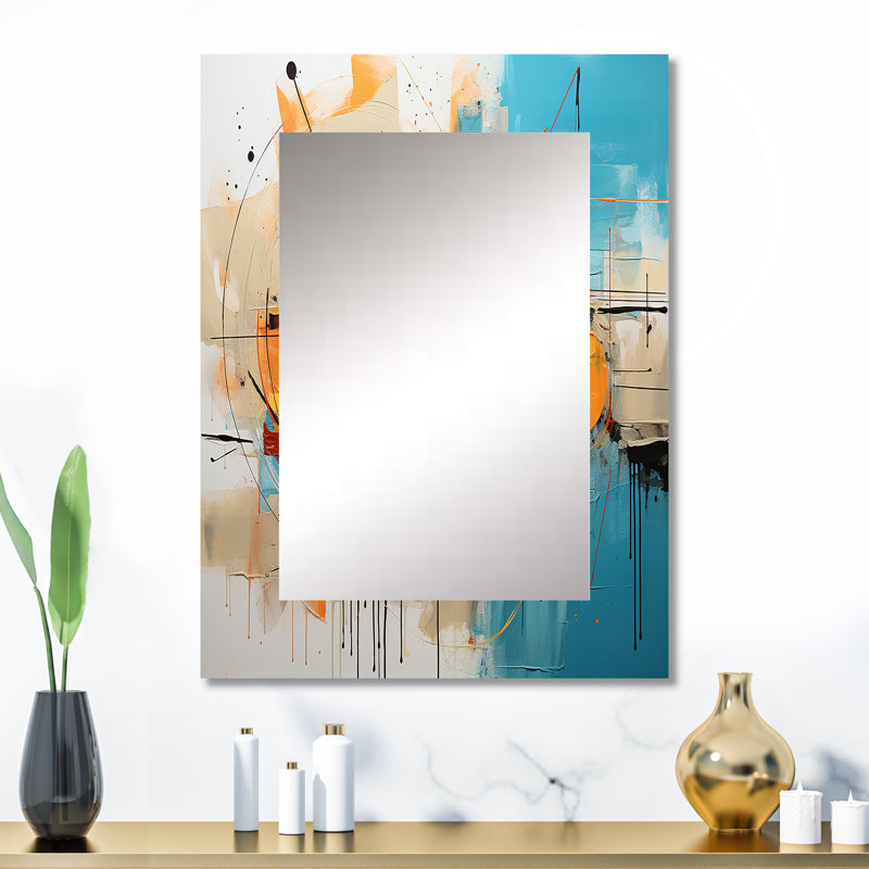 Abstract Chromatics III - miroir décoratif à collage abstrait, miroir mural moderne et contemporain, impression sur métal