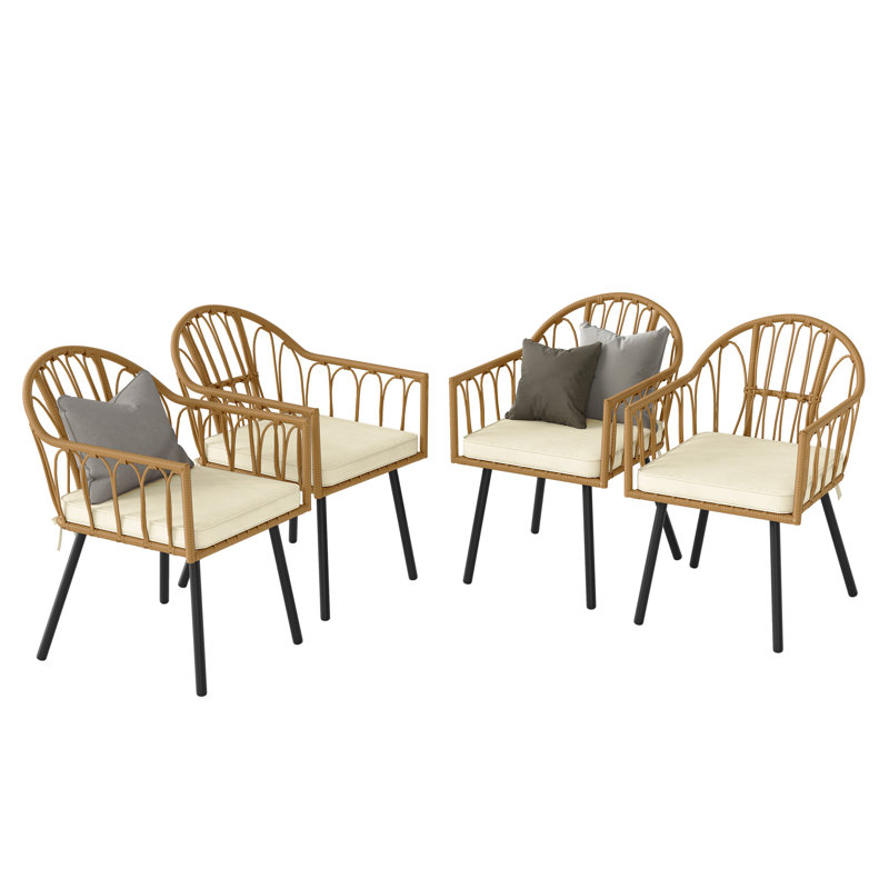 Chaises de salle à manger d'extérieur avec rotin en PE résistant aux intempéries