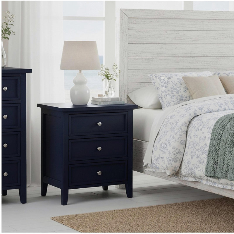 Luca 3-drawer Nightstand, Bleu très foncé