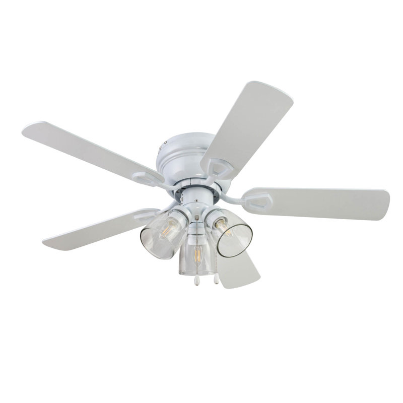 Renton 42'' Ceiling Fan with Light Kit, White with White/Gray Oak Blades
