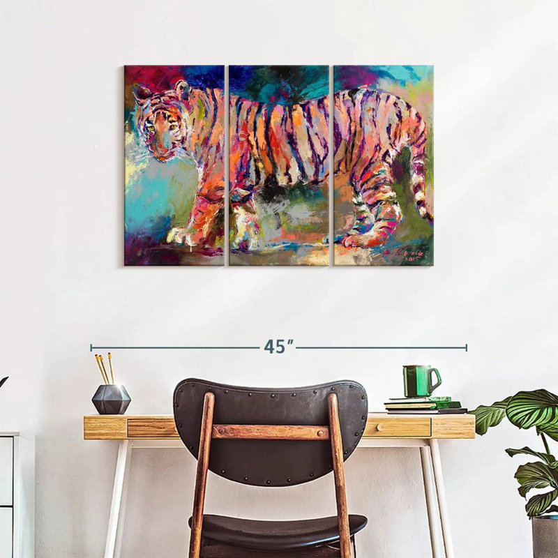 Tigre royal du Bengale sur toile, ensemble de 3 pièces, H 24 po x l 38 po x P 1,25 po
