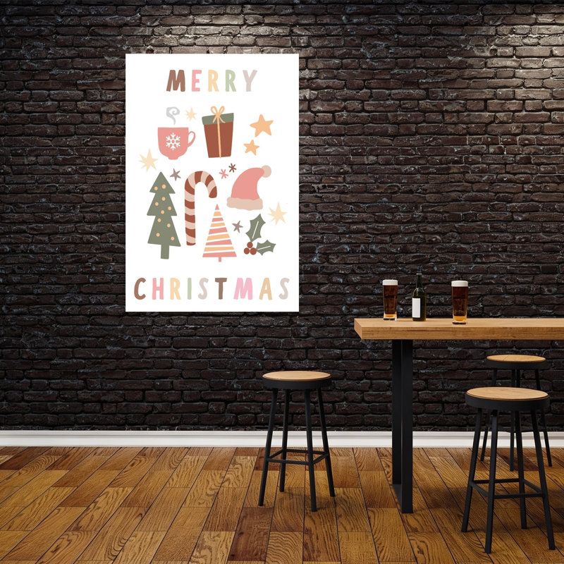 Cozy Christmas Collection Abstract Contemporary Christmas Tree Winter Landscape Wall Art Print 1 Piece Wrapped Canvas Wall Art
