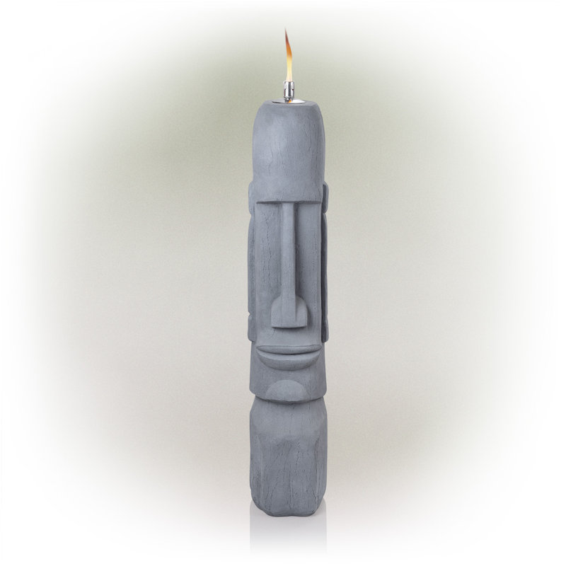 Clarkesville Moai Head Oil Torch Lamp Statue
