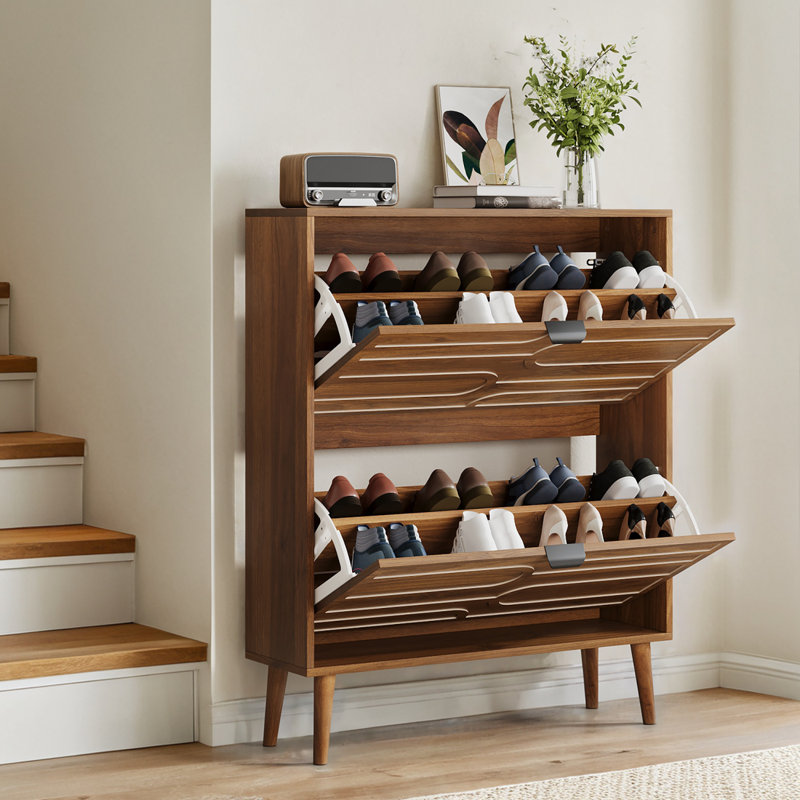 Range-chaussures avec tiroirs rabattables réglables pour l'entrée