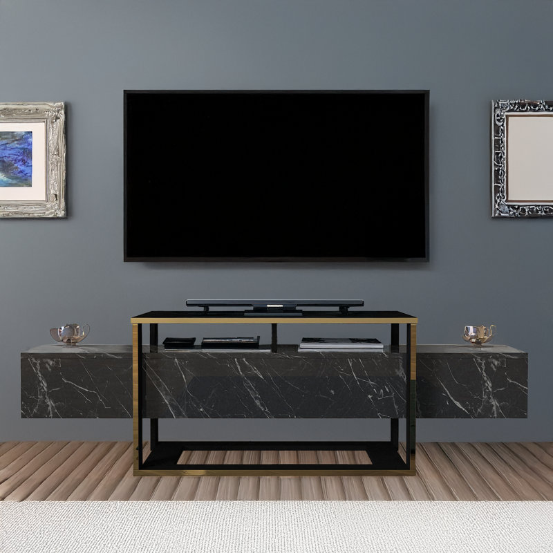 Meuble télé rectangulaire avec cadre ouvert pour téléviseur de 70 po ou moins avec tablettes ouvertes