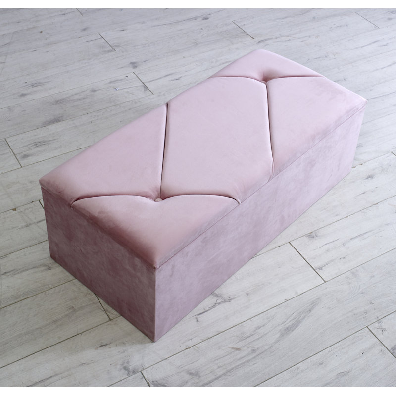Pickerington 102cm Wide Velvet Tufted Rectangle Solid Colour Ottoman with Storage, Grey