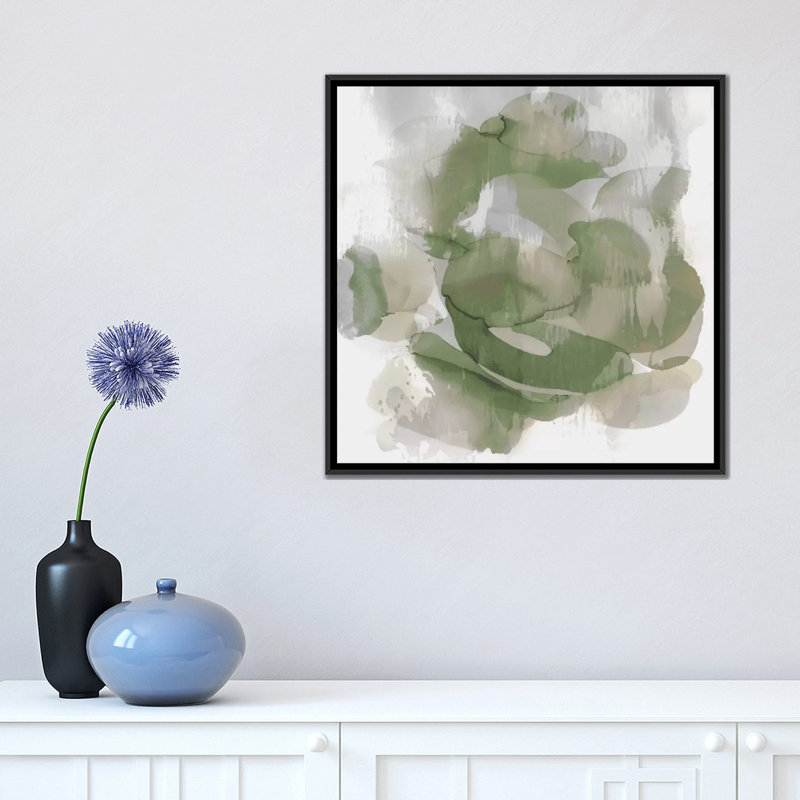 «Flow II», reproduction d'impression sur toile indigo, H 37 po x l 37 po x P 1,5 po, Toile avec cadre noir, Pas de tapis
