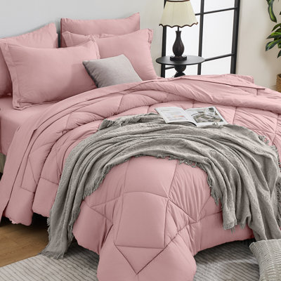 7-Piece Queen Comforter Set, Dusty Pink Bed in a Bag