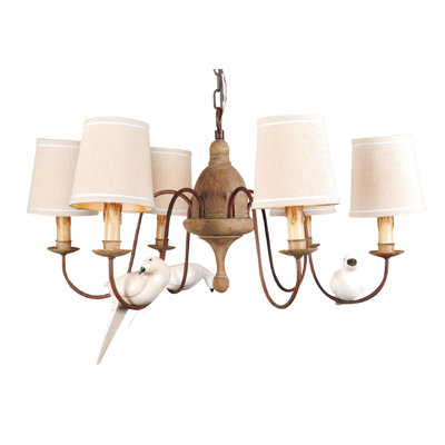 Lustre oiseau traditionnel 6 lumières