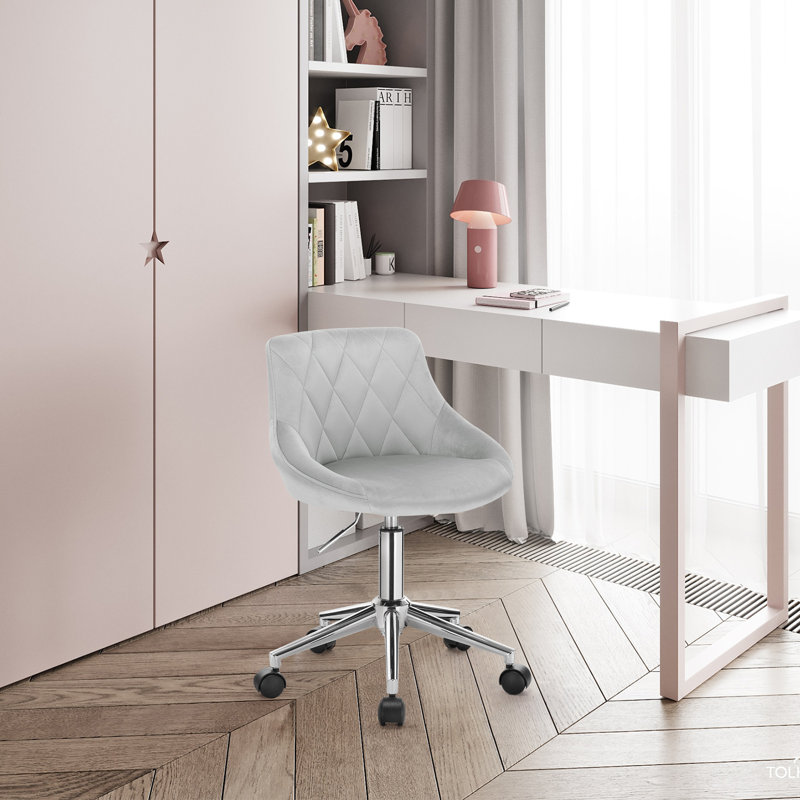 Wellsville Office Chair in Velvet, Light Grey