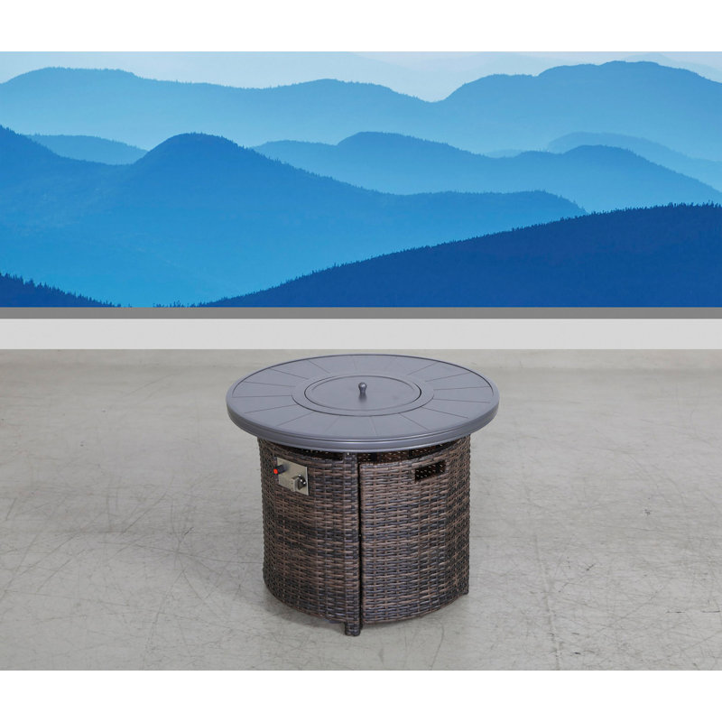 Table de foyer d'extérieur en aluminium 25 po x l 32 po avec couvercle, Espresso