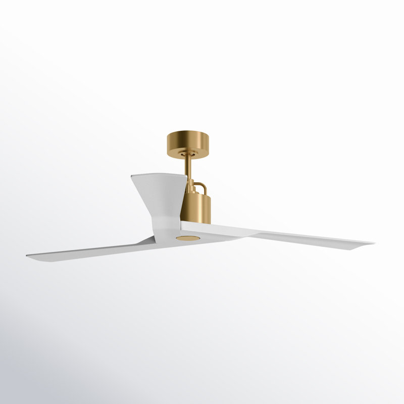 Alma Smart Downrod Ceiling Fan, Matte White, Burnished Brass