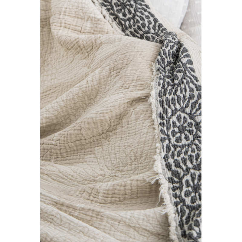 Crane Muslin Bed Blanket, Beige