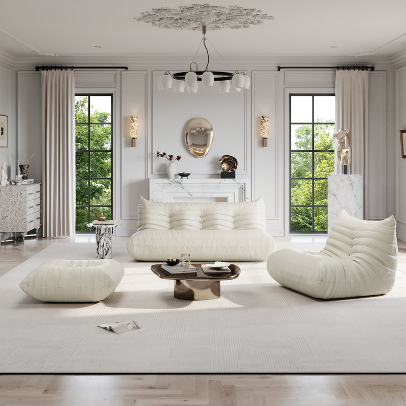 Canapé rembourré, canapé Lazy, Similicuir beige