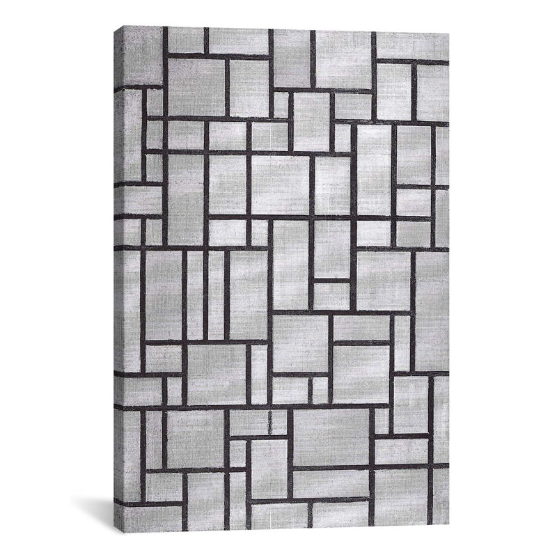 "Composition in Gray, 1919" par Piet Mondrian, reproduction d'art sur toile tendue, H 40 po x l 26 po x p 1,5 po