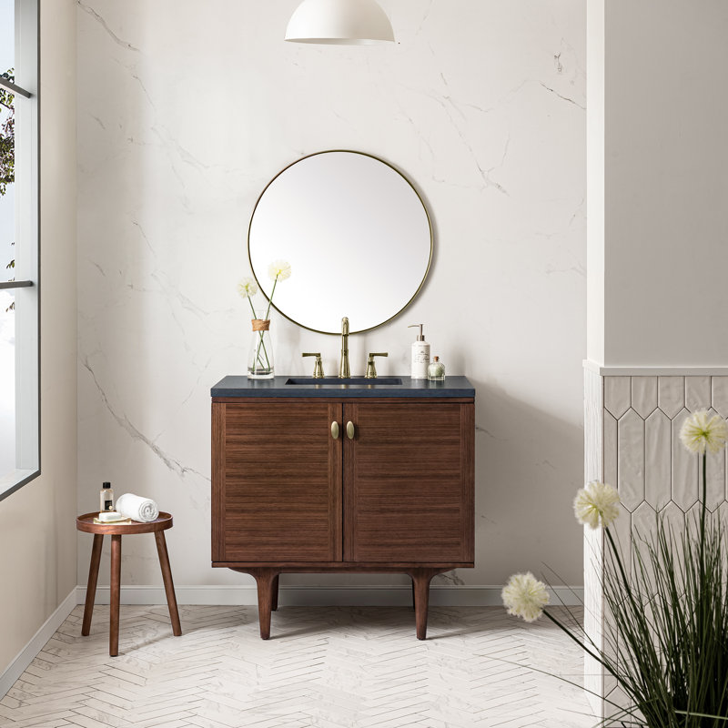 Amberly 36'' W Single Vanity, Charcoal Soapstone, 8" Widespread