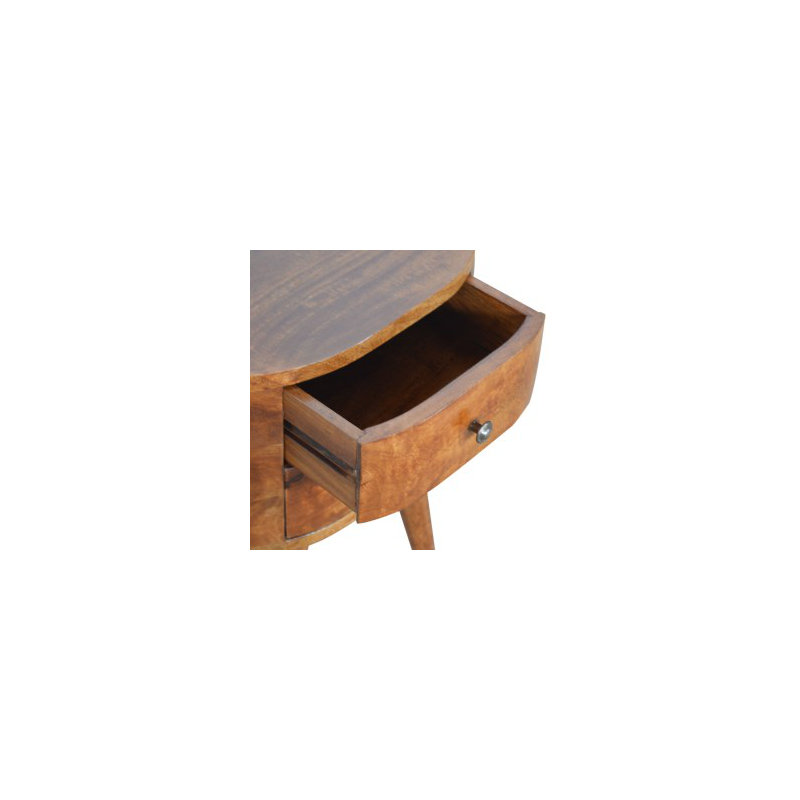 Table de chevet ronde au fini châtaignier