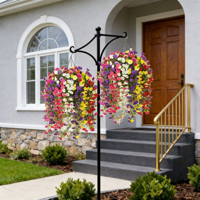 Artificial Silk Morning Glory Hanging Basket With Vines For Outdoor