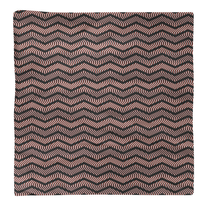 Serviette en coton à chevrons ondulés Stephenie, Noir et rouge, 10 po x 10 po