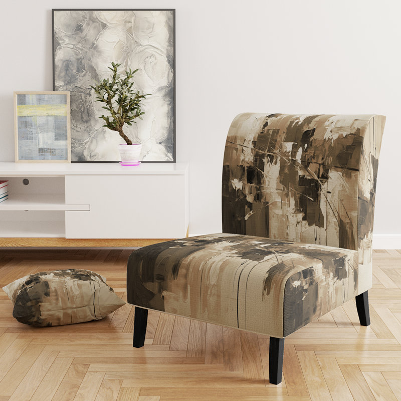 Fauteuil de chambre contemporain tapissier en papier orange Euphoria I, Brun / crème / beige