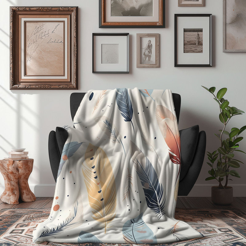 Plumes artistiques - couverture de qualité supérieure 1 pièce, Grand lit