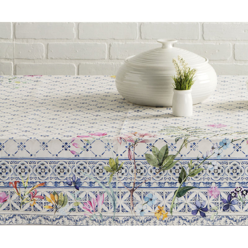 Faience Pattern Square Cotton Tablecloth 60" x 60"