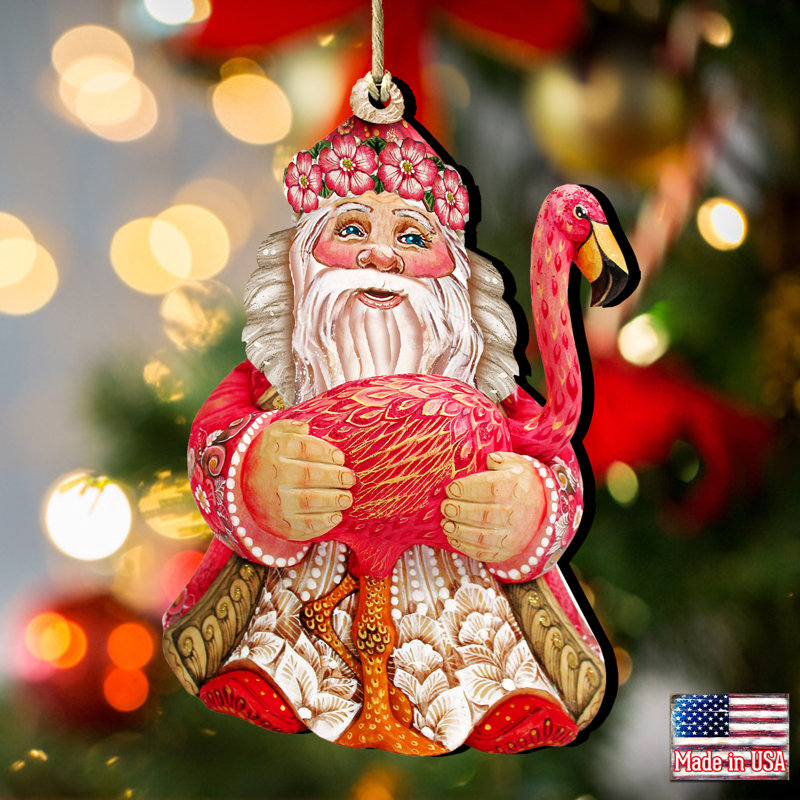 Ornement en bois suspendu père noël décoratif paradise