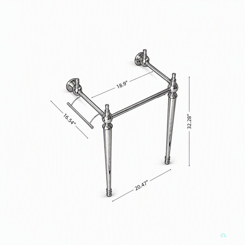 Pied de meuble-lavabo autoportant de 23 po seulement, sans lavabo, Argent