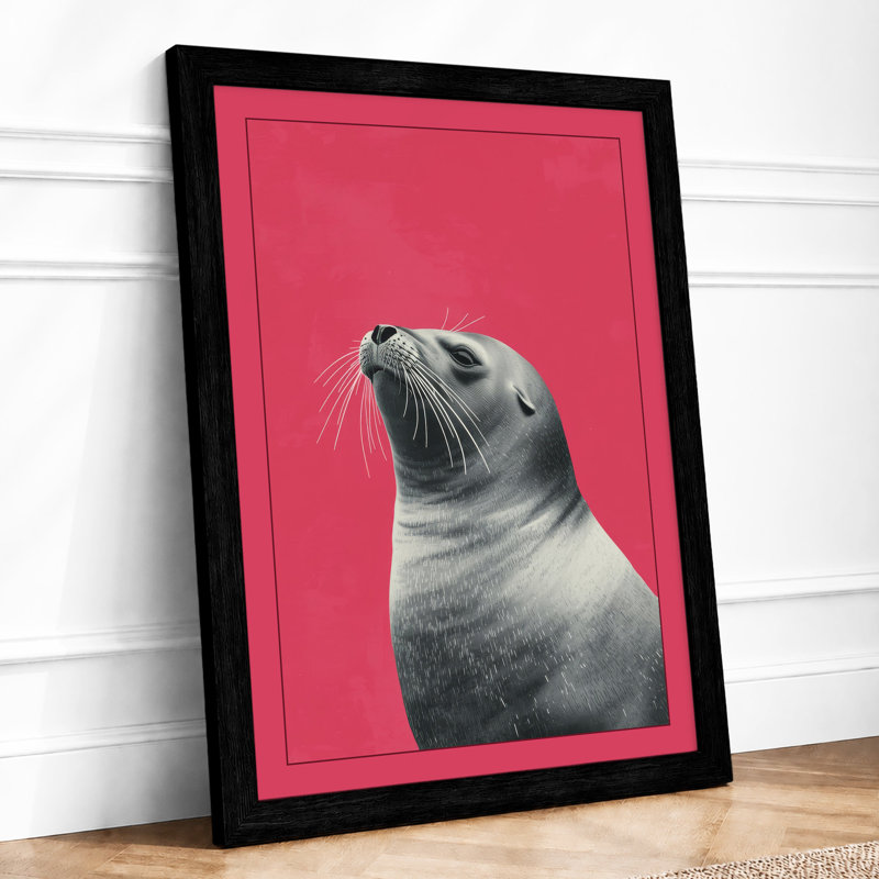 Seal in Pink Modern - Framed Print, Black, A3 - 42.0 x 29.7 cm