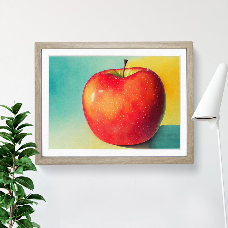 Single Apple Fruit Vol.1 - Single Picture Frame Print, Oak Framed, 34cm H x 46cm W x 2cm D