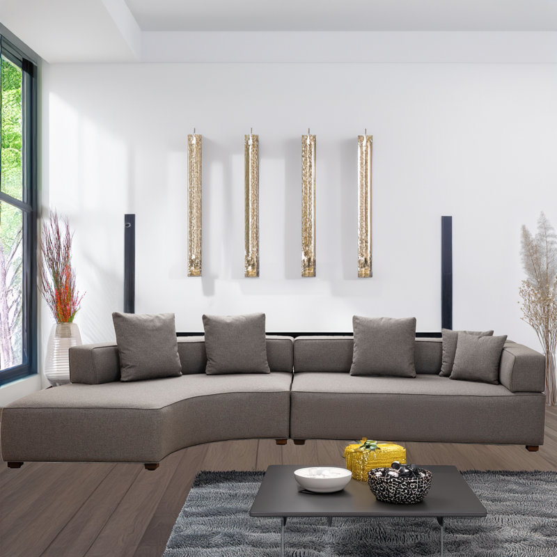 Upholstered Curved Sectional, Left Hand Facing