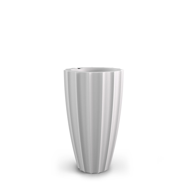 Aramenta Self-Watering Weather-Resistant Resin Pot Planter, White, 28" H x 16" W x 16" D