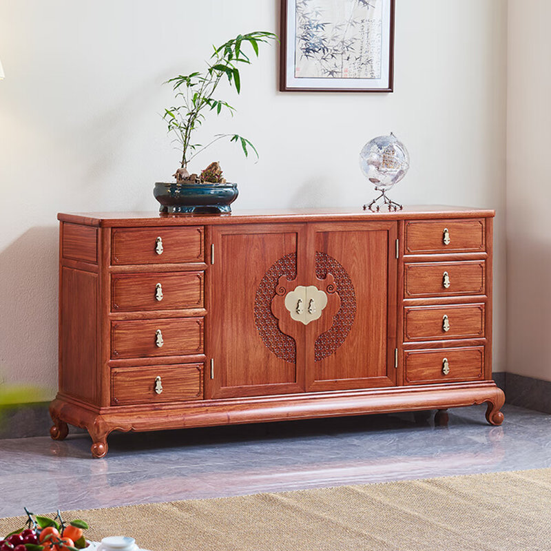 Buffet luxueux rétro de style chinois, H 33,8 po x l 55,9 po x P 18,9 po