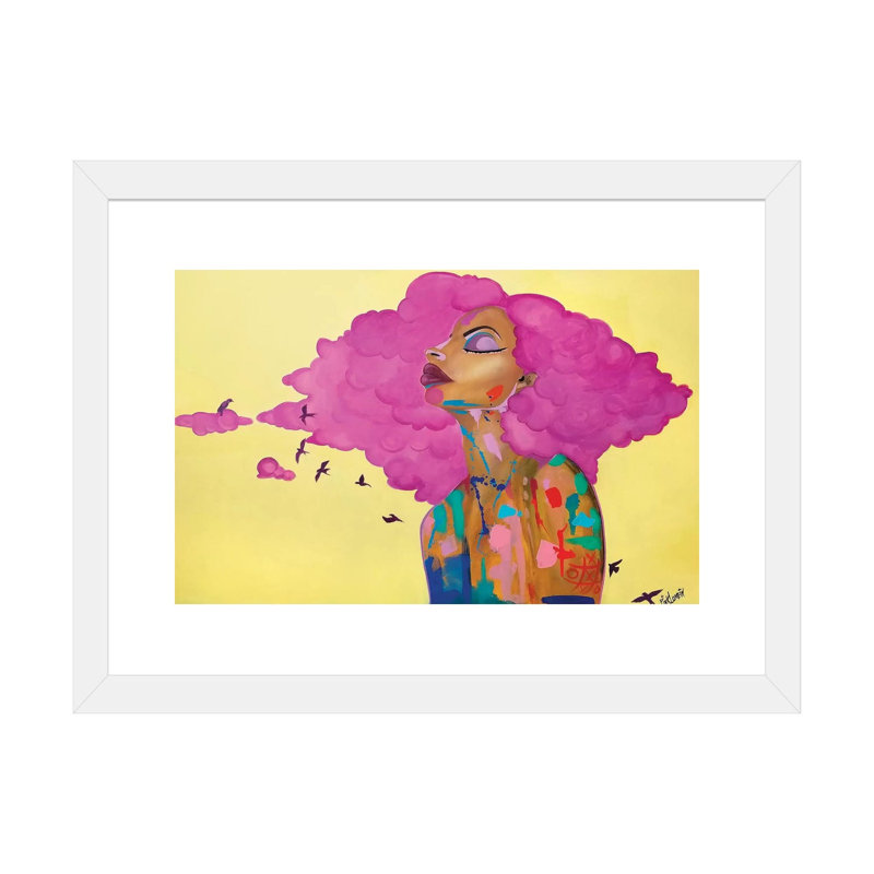 «Pink» par Pinklomein - impression d'art graphique, H 24 po x l 32 po x P 1 po, Papier encadré blanc, Blanc