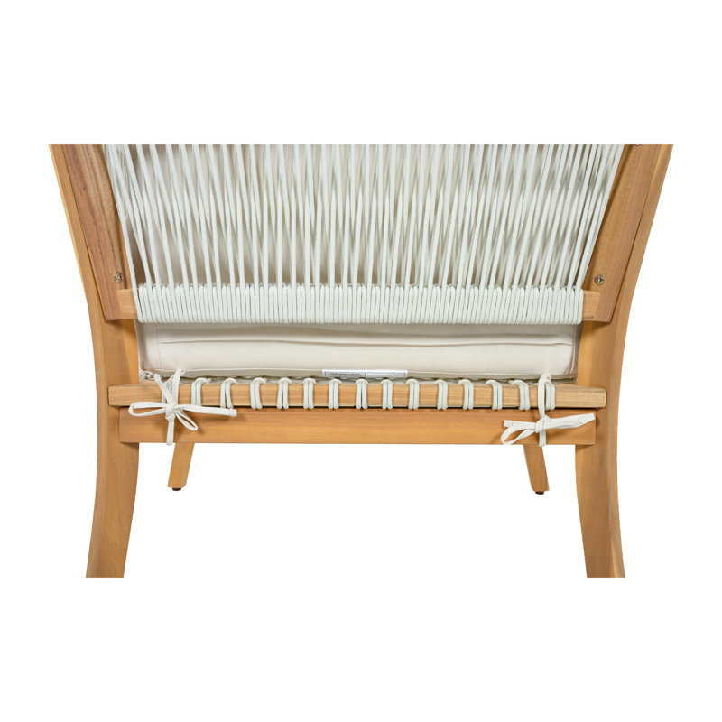 Méridienne d'extérieur en bois d'acacia Quessia, 1, Coussin beige / structure naturelle