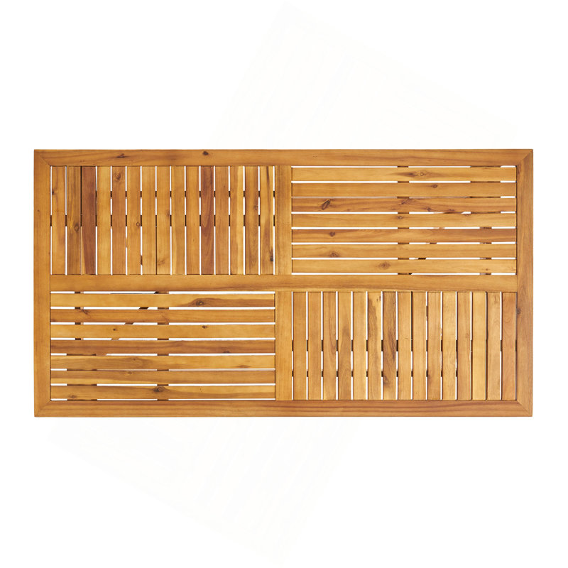 Outdoor 59 Inch Rectangular Solid Wood Table Dining Table, Natural