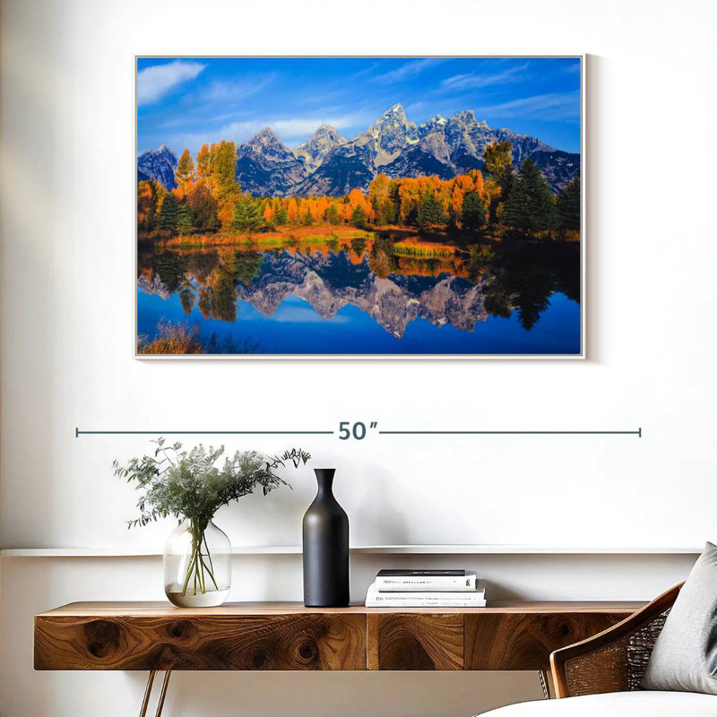 Feuillage doré Grand Teton, Cadre flottant blanc, 40 po x 27 po