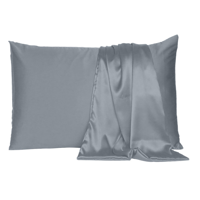 Taie d'oreiller en satin , Standard, gris clair