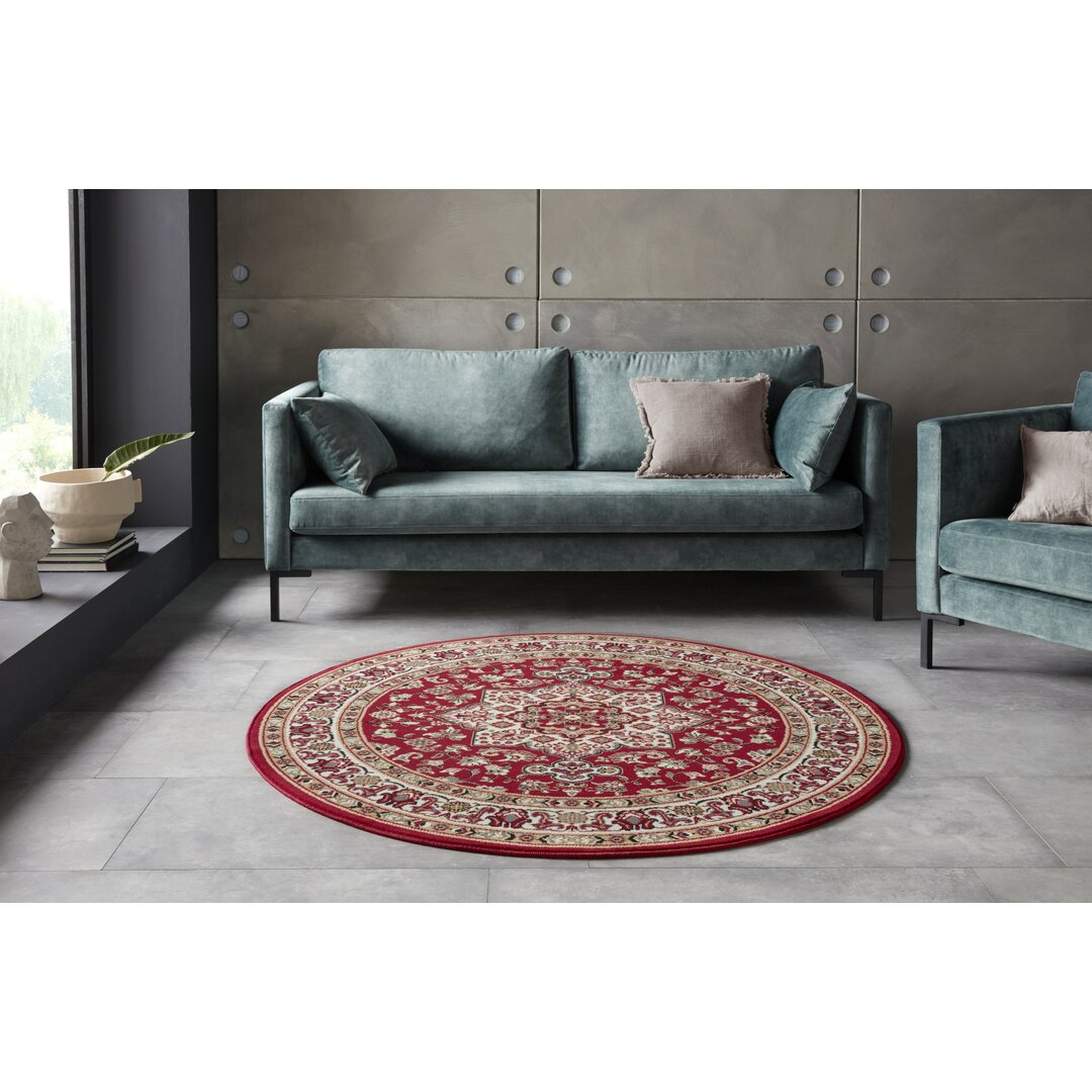 Täbriz Orient Teppich - Kurzflor Orientalisch für Wohnzimmer, Esszimmer, Flur - Rot