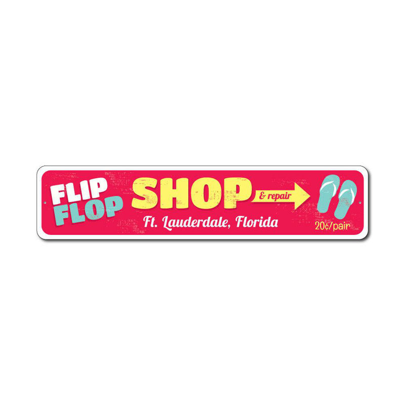 Plaque en métal Flip Flop, H 4 po x l 18 po x P 0,04 po