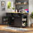 Large Rolling Kitchen Island With Drop Leaf, Power Outlet, Internal Storage Racks, 5 Open Side Racks, 2 Drawers, An Adjustable Shelf-712257205